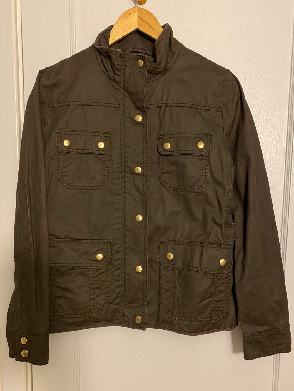 J. Crew cotton waxed green jacket Sz M